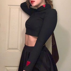 SOLD - ‼️NWOT Ribbed Black Long sleeve Mock neck Red Heart Top‼️